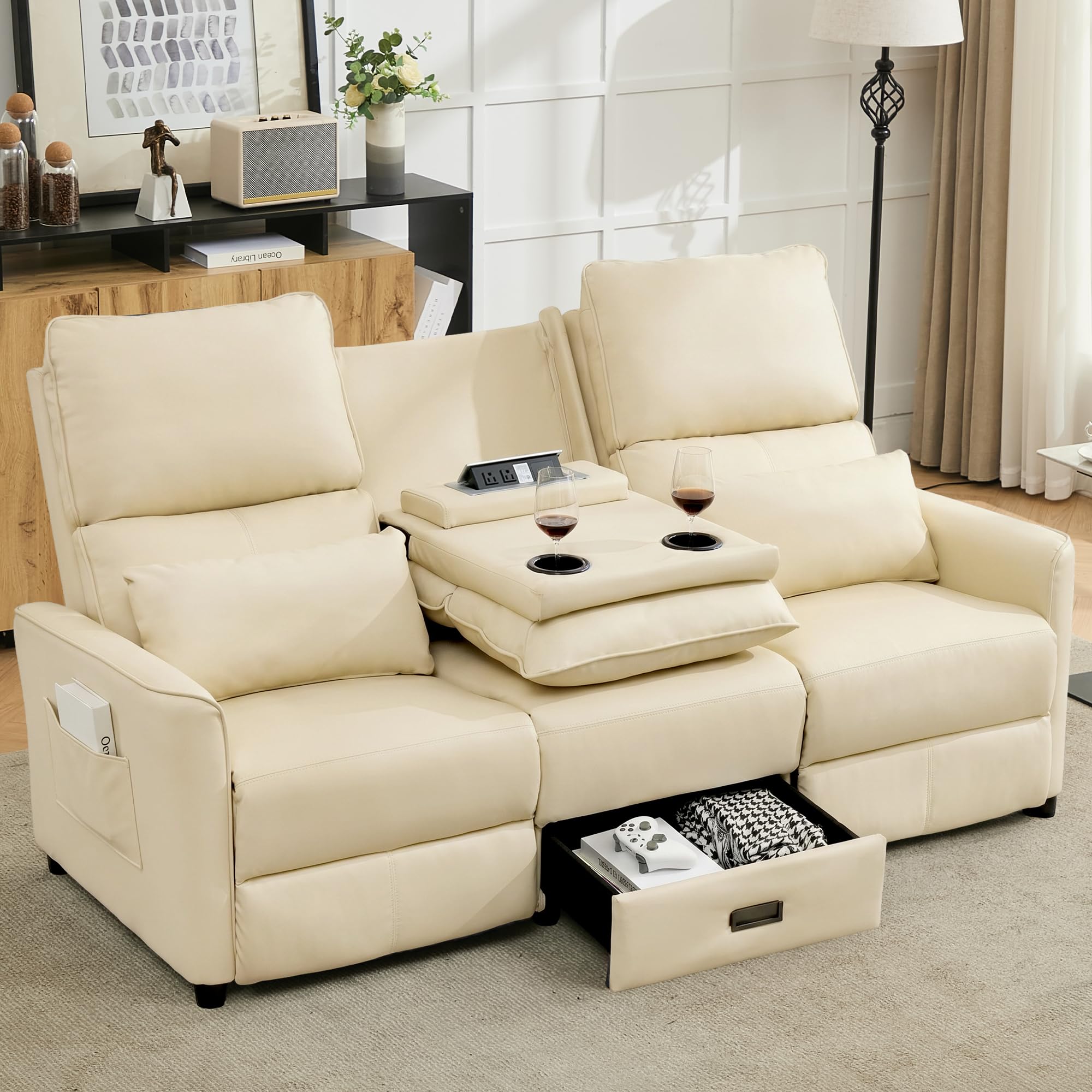 DRMBOOK 74'' RV 3 Seater Recliner Sofa