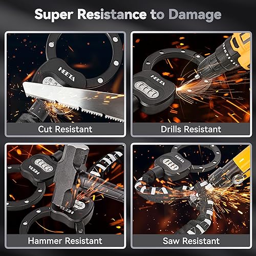 Miniatura 6 de HEETA Candado de scooter eléctrico antirrobo con bolsa de scooter, cerradura de cadena de bicicleta de combinación de 4 dígitos, accesorios de cable