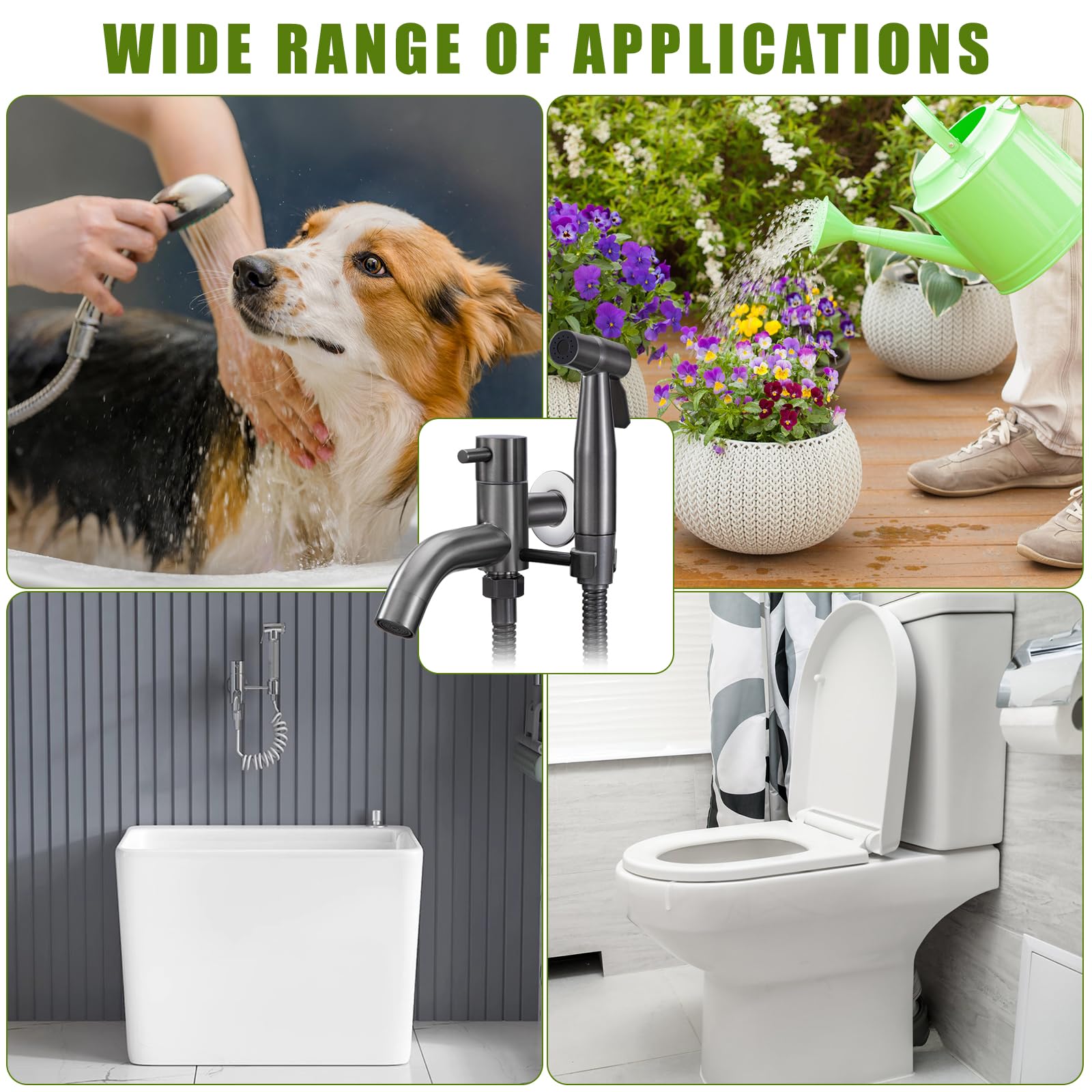 Bidet doccetta in acciaio inox con rubinetto, per acqua fredda, a parete, per bagno di animali domestici, per WC
