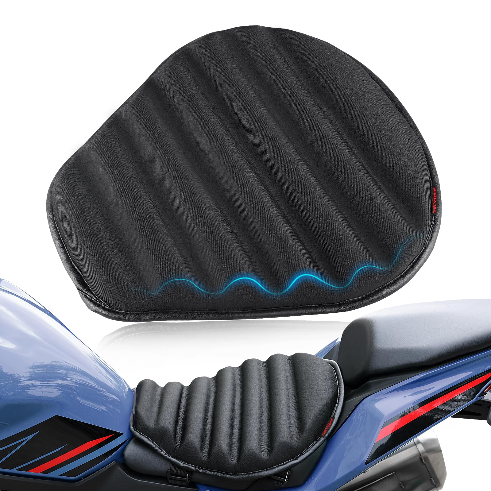 Gewelltes Motorrad-Sitzkissen, große 3D-Wabenstruktur, Druckentlastung & atmungsaktives Motorrad-TPE-Gel-Sitzpolster für lange Fahrten