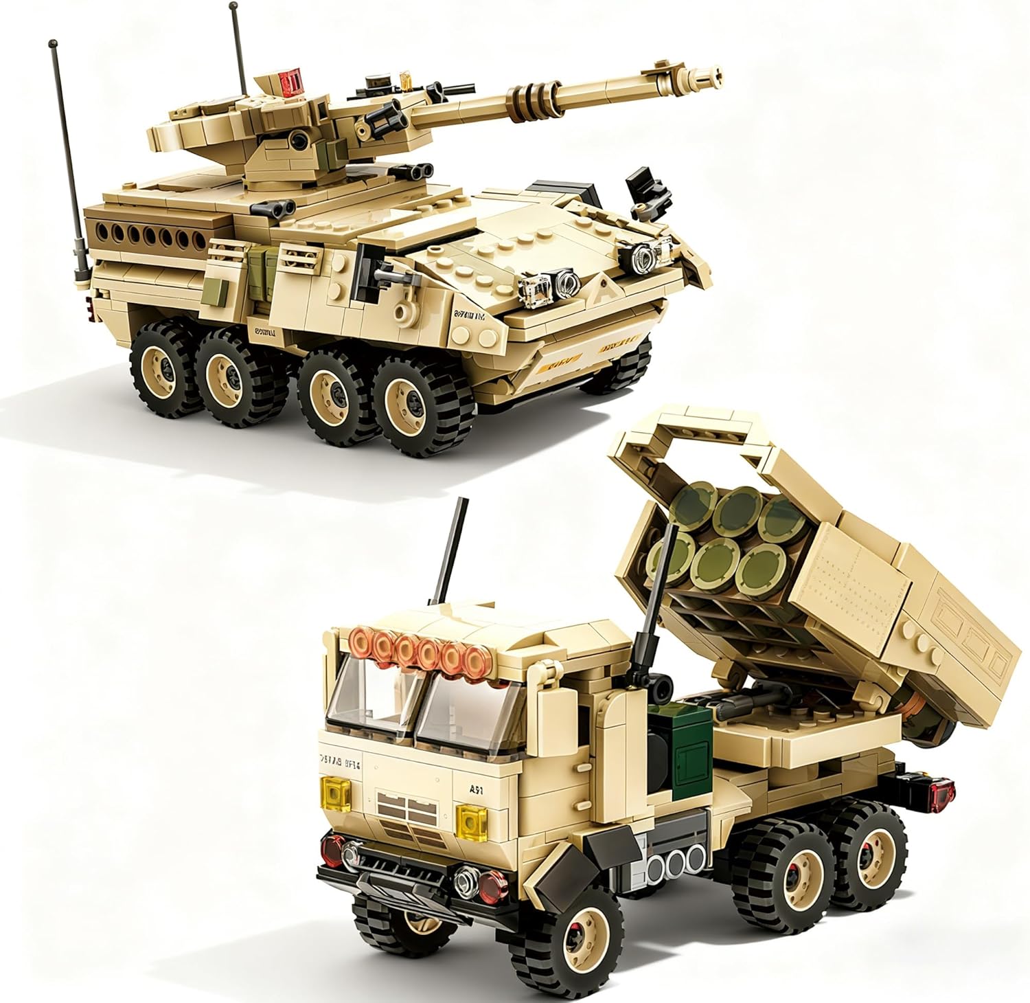 HIMARS Rocket Launcher &Stryke Military Vehicles Building Sets,915 Pcs Army Armored Tank Model Kit Compatible with Lego. Educational Toys DIY Assembling Building Toys for Boys Age 6+