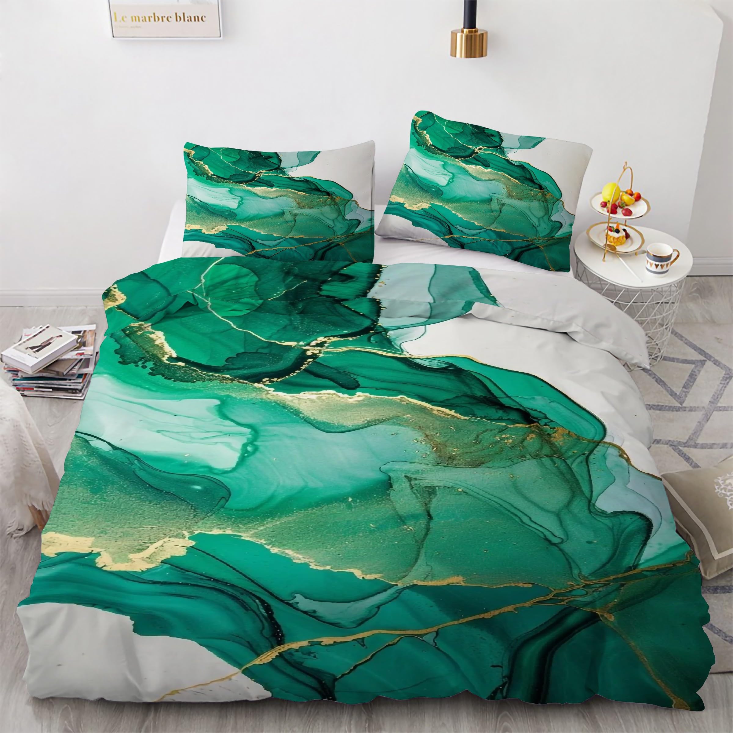 Housse de couette 200x200 vert zippée pour changer vos draps sans effort