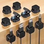 10 Porte-câble, clips de support de câble magnétique, gestion de câble de bureau adhésif solide pour bureau, kiosque à nuit, mur, maison, bureau, voiture (noir*10)