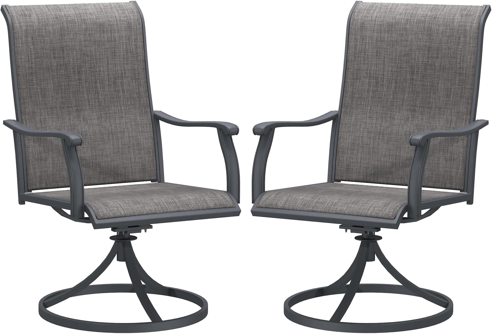 Aoxun Patio Swivel Dining Chairs set of 2, Patio Furniture Textilene Mesh Fabric
