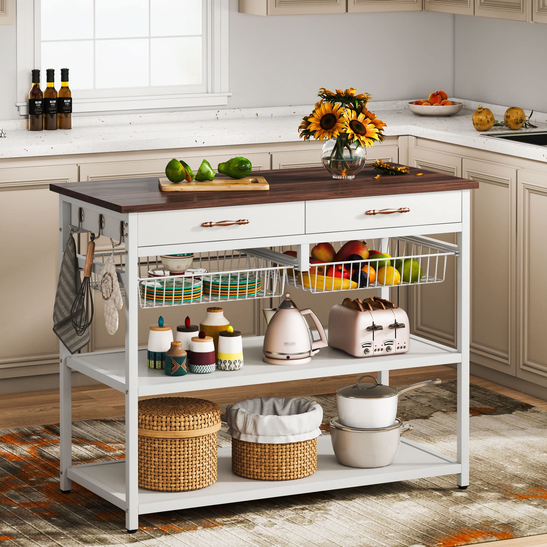 Buy Tribesigns Kitchen Island with Storage Drawer and Shelves, Modern