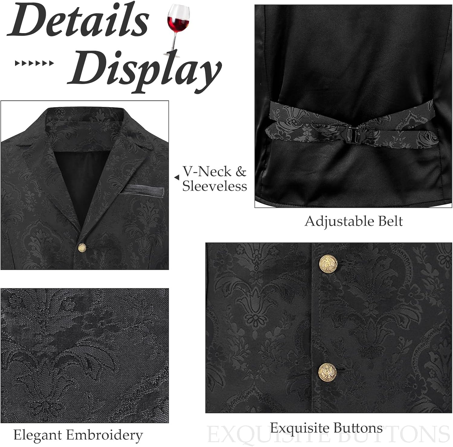 Century Star Suit Vest for Men - Victorian Steampunk Gothic Waistcoat Paisley Tuxedo Dress Vampire Western Corset Medieval