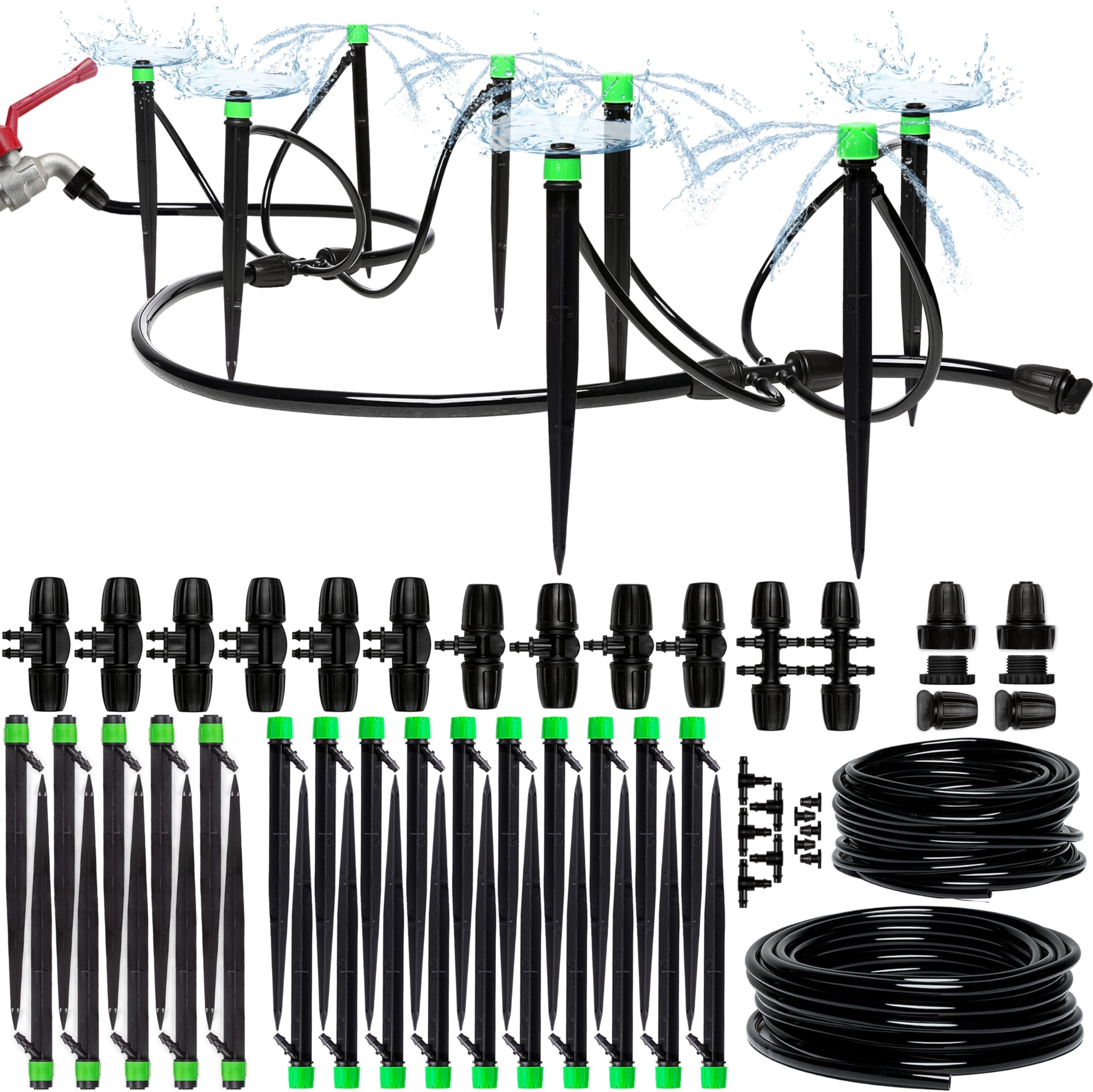 CARPATHEN Irrigation System Kit - Adjustable Premium Garden Watering System for Yard, Lawn, Greenhouse - Complete Drip Irrigation System with Drip Emitters, 1/4 Tubing and Connectors
