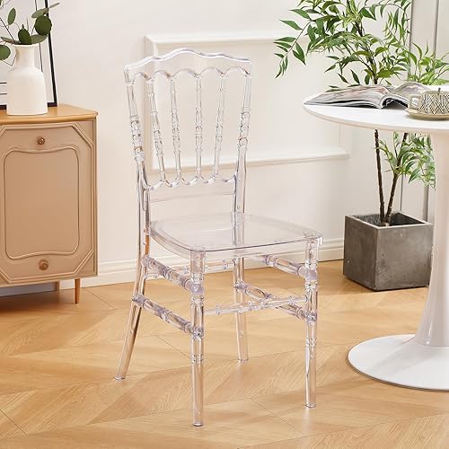 KAIHAOWIN Clear Napoleon Chair- Luxury Acrylic Dining Chairs Transparent Crystal Chair for Wedding Party Events - Napoleon Chair X1 - 1