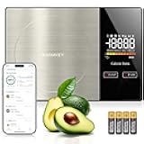 Smart Nutrition Food Scale - Digital Kitchen Scale with Nutritional Calculator App,Tare Function,Track Calories &19 Nutrients,11lb/5kg, Grams/Ounces,Stainless Steel for Weight Loss&Diet