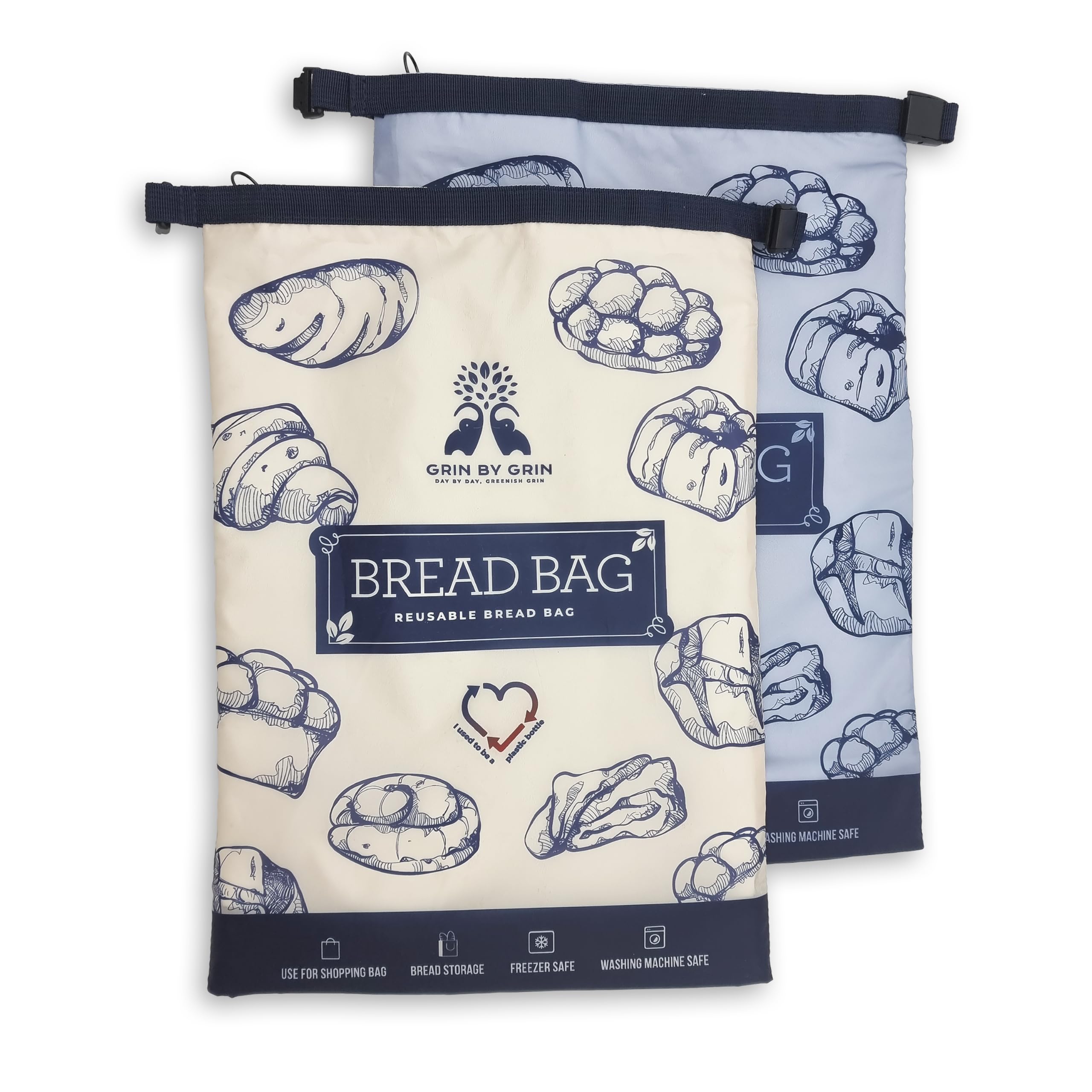 Bread Bags 2 Pack Reusable Zipper Bags for Homemade Bread Sourdough Extra Large Freezer Storage