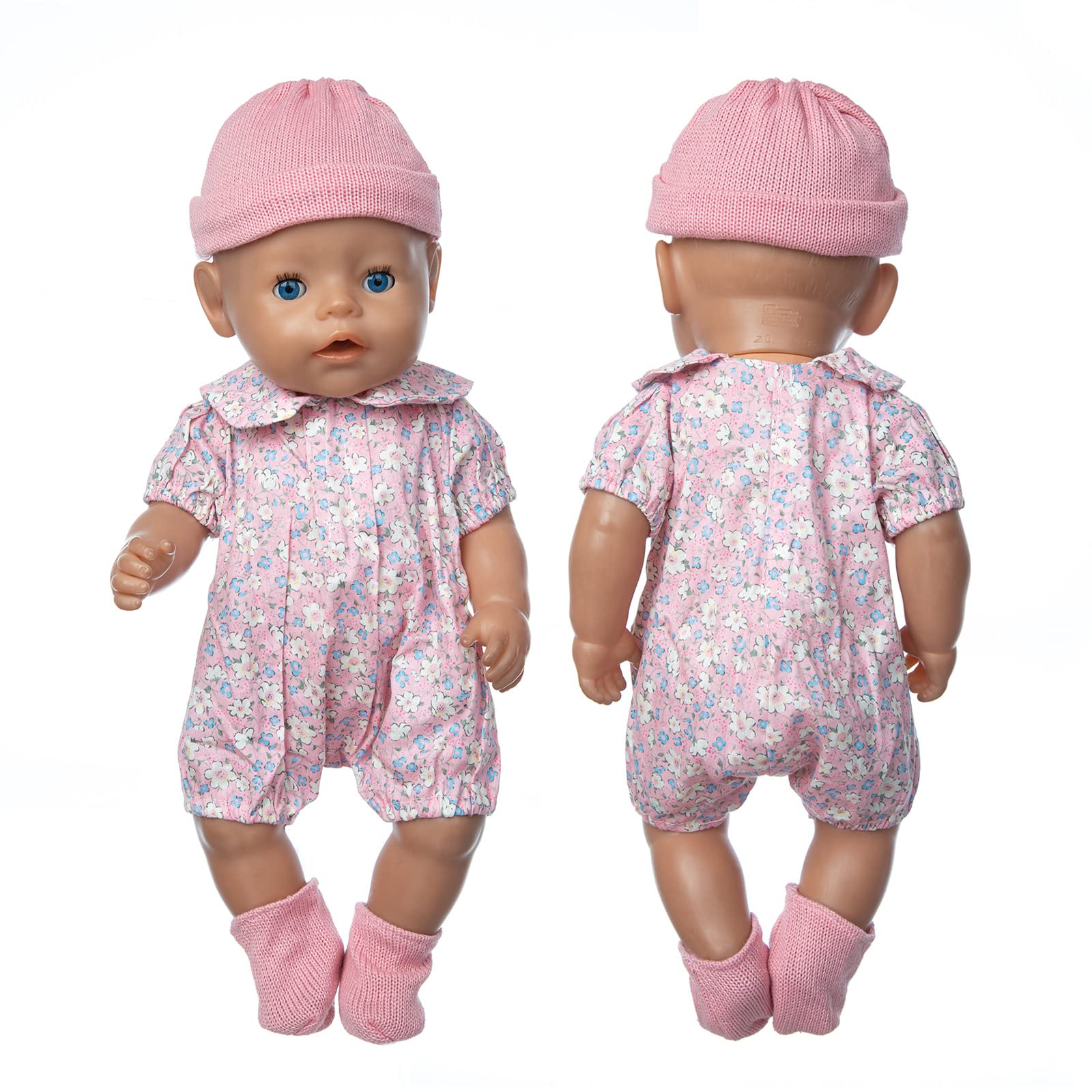 Poppenkledingset inclusief overhemd, jas, hoed, sokken, voor New Born babypoppen van 36 tot 43 cm (geen pop
