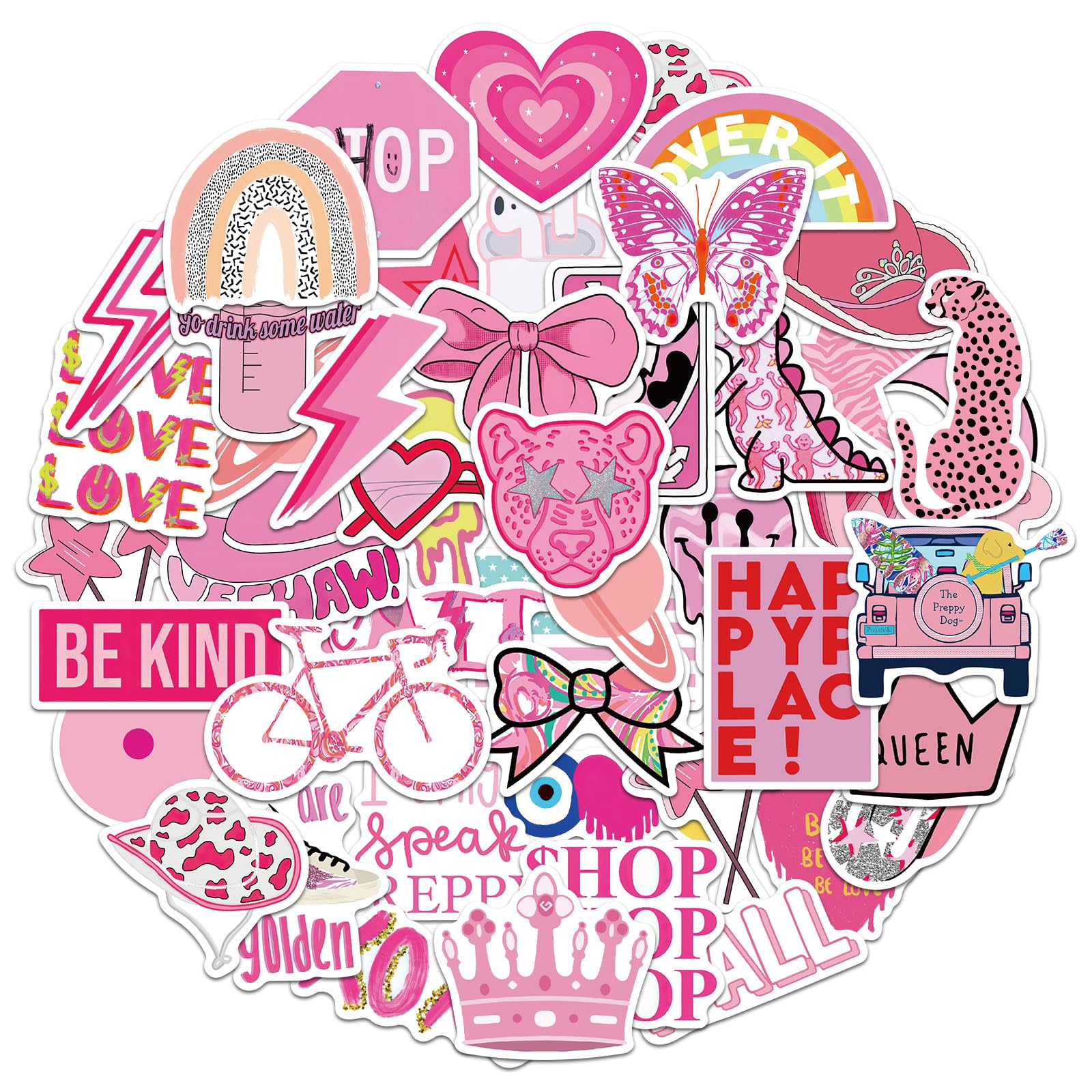 120 Adesivi Estetici Rosa Coquette: PVC Impermeabile Per Laptop, Bottiglie, Kawaii