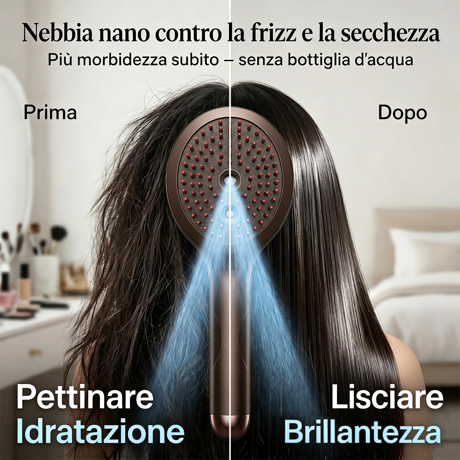 Spazzola Lisciante A Vapore Per Capelli, Pettine Districante Ricaricabile Con Olio, Per Donne E Ragazze, Viaggio Casa Lisciante Capelli Ricci Spessi (Nero1)