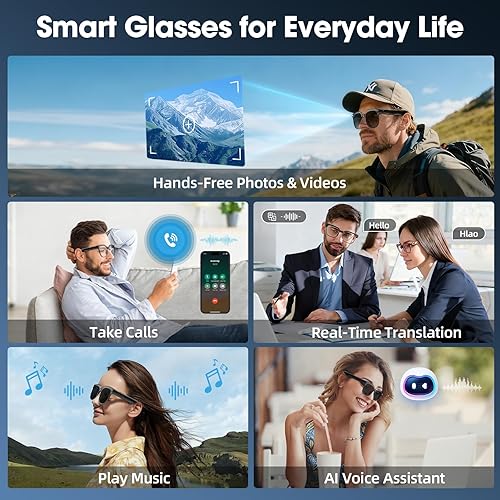 Miniatura 2 de Lentes inteligentes con cámara – Asistente de IA, grabación de video 4K/1080P, traducción en tiempo real de IA, audio de oído abierto y lentes