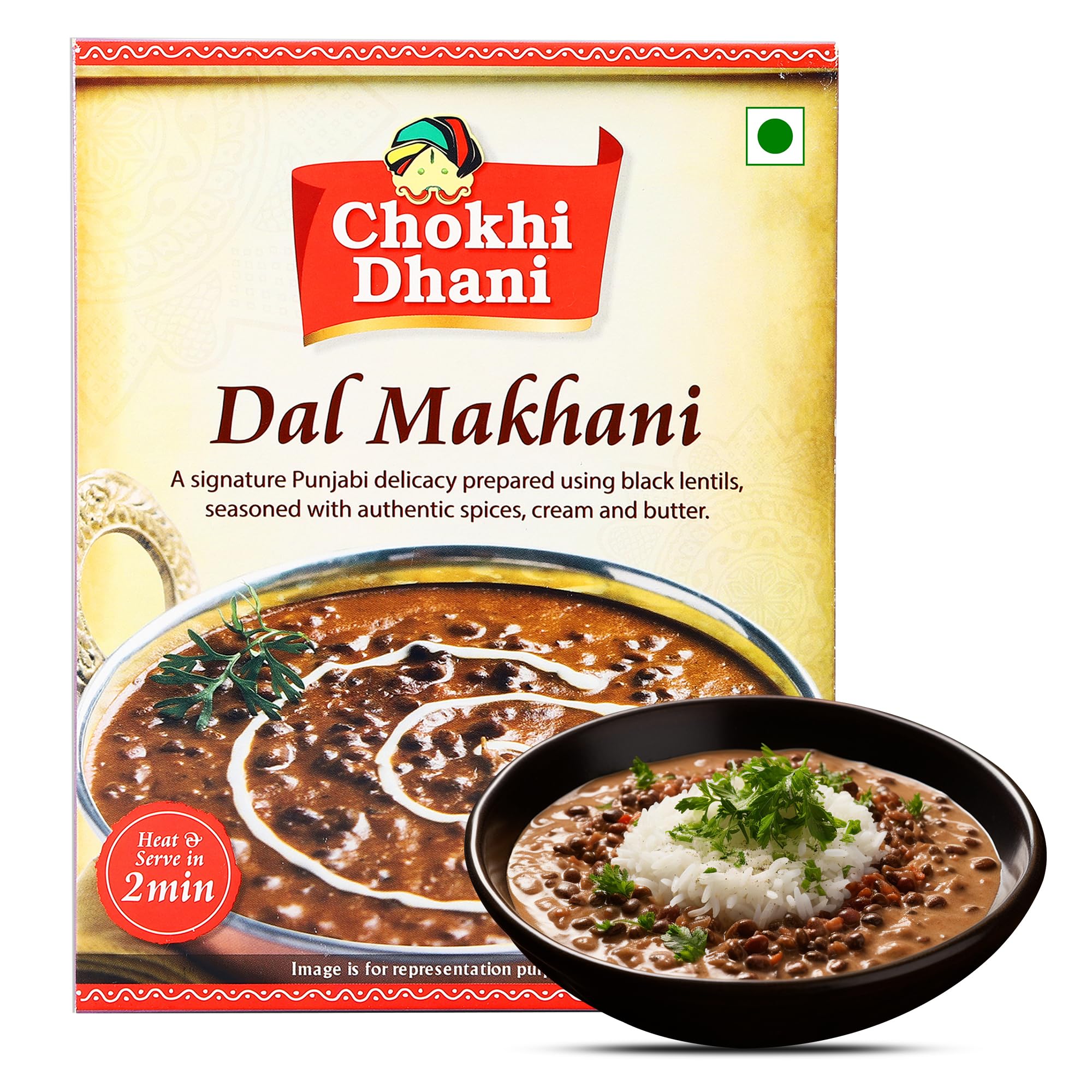 Chokhi Dhani Dal Makhani, Ready To Eat Meal, Instant Premix, Home Style Food Ready in 2 Minutes, Just Heat on Microwave, Stove Top or Hot Water (Pack of 1, 300g) | ready to eat meals