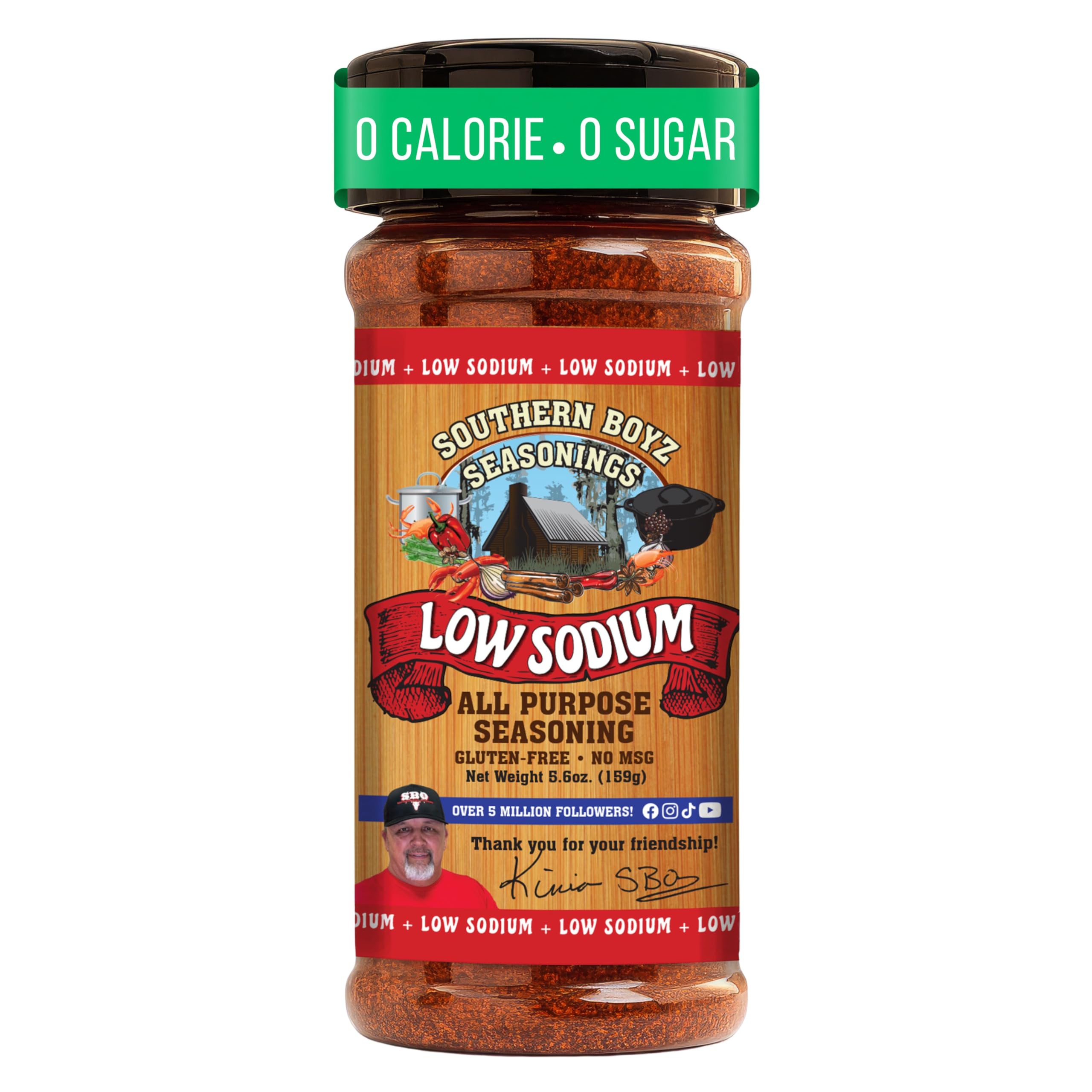Southern Boyz Low Sodium All Purpose Cajun Creole Seasoning, 5.6 Ounce Shaker (No MSG Blend)