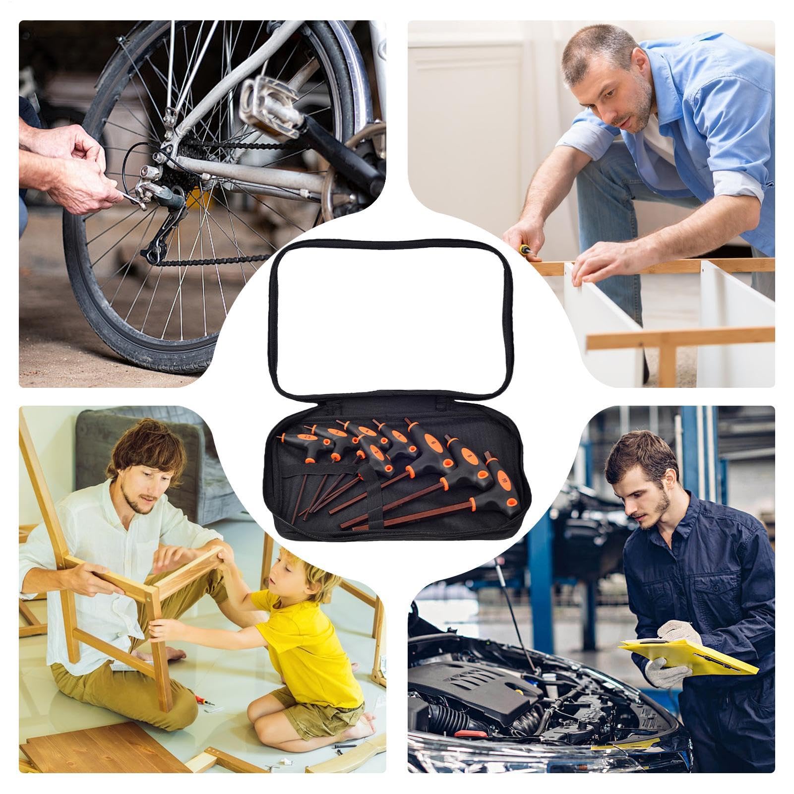 Set Di Chiavi Allen A Manico A T Set Da 8 Pezzi Chiave Esagonale A Doppia | Set Chiavi Esagonali Multifunzionale Per Meccanica Esterno Casa Garage Mobili Bicicletta