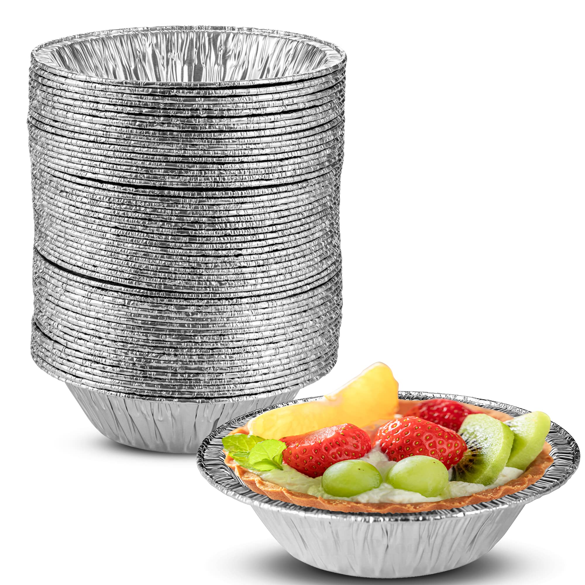 MT Products Tart Pans 4 1/4" Disposable Aluminum Foil Pie Pan - Mini Pie Pans 7/8" Deep, Just the Right Size and Durable (50 Pieces)