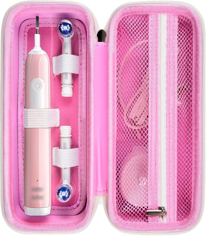 Toothbrush Travel Case for Oral-B/for Sonicare - Pink, Bag Only | Mesh Pocket for Toothpaste, Charger and Accessories, Fits for Oral-B Pro 1000 2000 3000 3500 1500, for Sonicare 4100 5100
