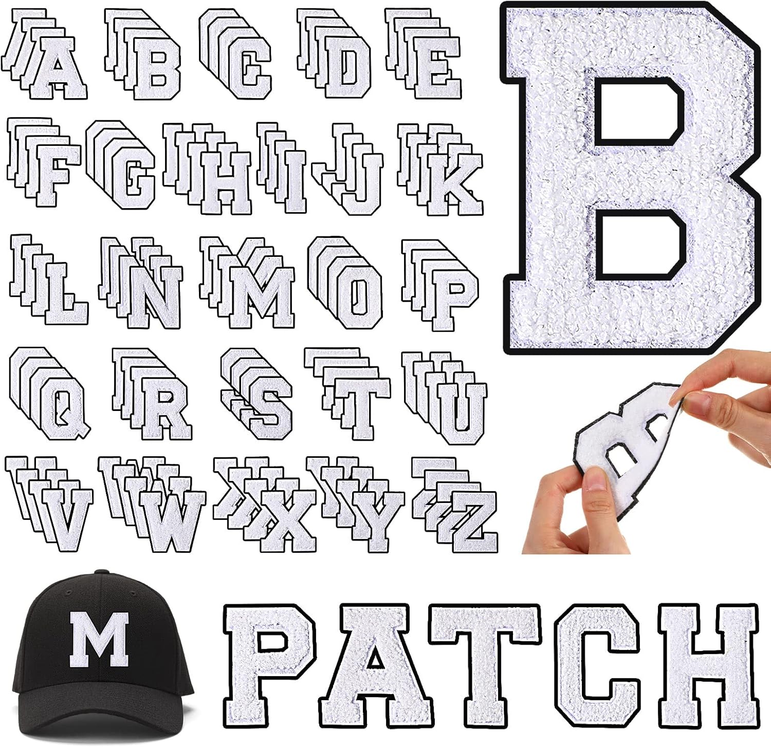 WILLBOND 104 Pieces Iron On Letters Chenille Letter Patches 3.1inches A-Z Alphabet Patches for Clothing Preppy Sew Embroidered Repair Fabric Jacket Jeans Bag(Red with White Edges)