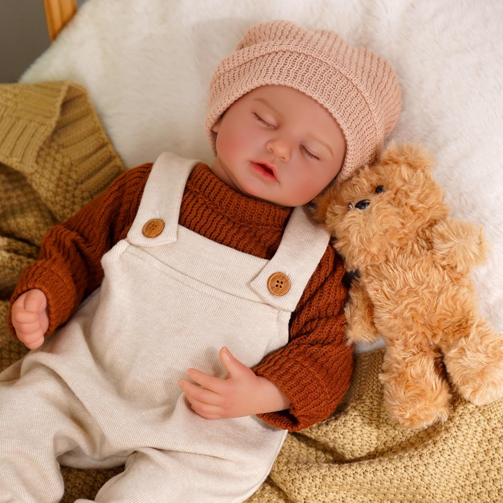 BABESIDE Poupée Reborn - 43 cm Garçon Bebe Réaliste Corps en Tissu, Tête et Membres en Vinyle - Poupon Nouveau-né Accessoires Inclus, aux Filles à Partir de 3 Ans | Poupée Reborn au look réaliste, douce, douillette, membres mobiles, accessoires dans le se
