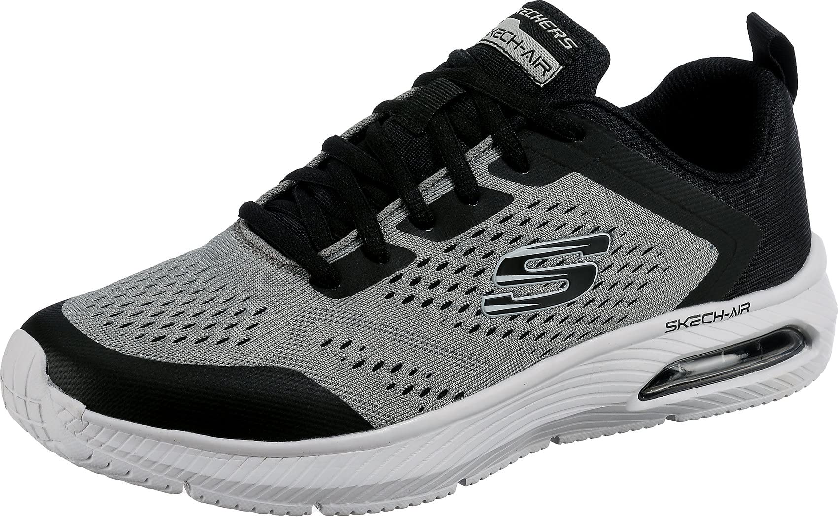 Skechers Dyna-​air, Scarpe da Ginnastica Uomo, Nero Black Mesh Charcoal Trim Bkcc, 45.5 EU