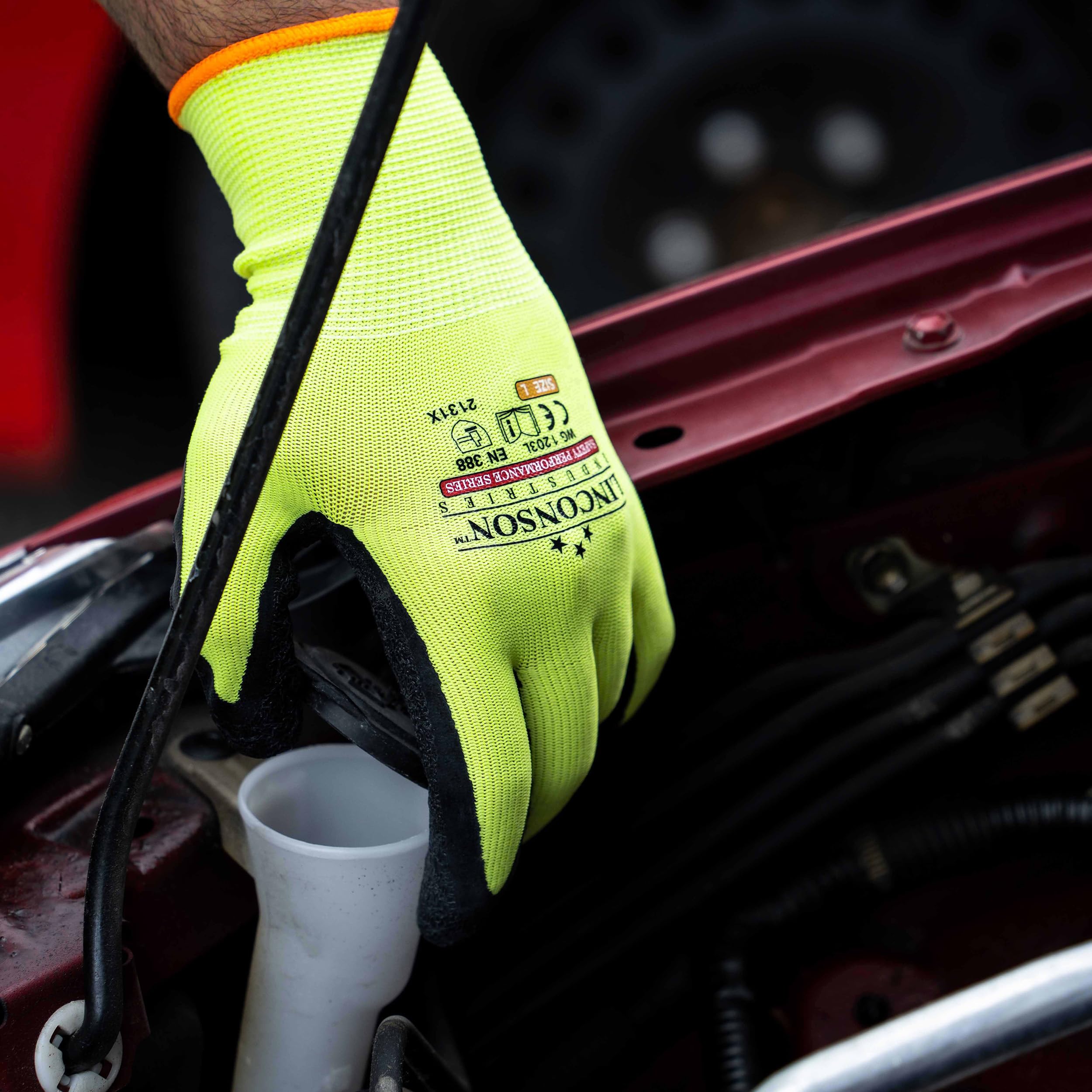 linconson 12-pak Safety Performance Series Construction Mechanics Wrinkle Latex Work Gloves