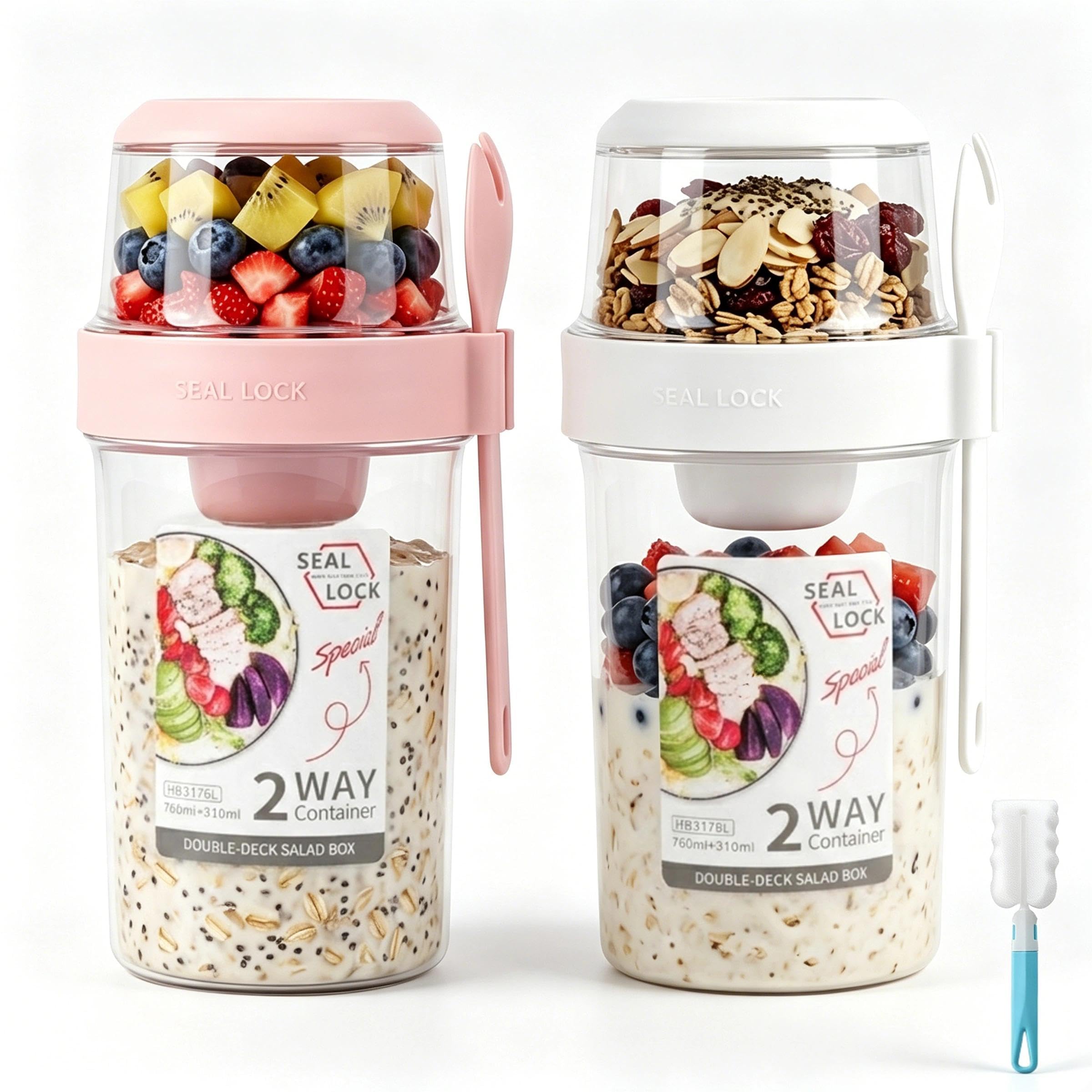 1070ml Yogurt Pot With Lid,Reusable Overnight Oats Container,Breakfast Pots