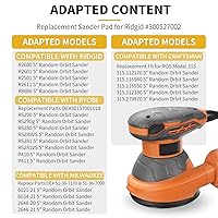 Vista 2 de Paquete de 2 Almohadillas de Lijadora Orbital de 5 Pulgadas con 8 Agujeros Compatible con Ridgid R2501 R2600 R2601 R8606 Lijadora Orbital Aleatoria