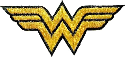 Parche bordado para planchar con logotipo de superhéroe de dibujos animados de color dorado para mujer