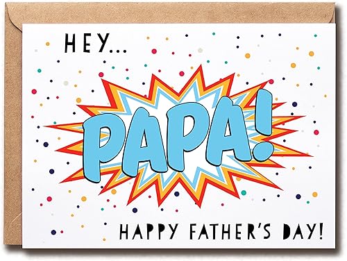 Tarjeta de feliz día del padre - Hey Papa - Perfecto para el día del padre - Tarjeta divertida del día del padre - Regalo para papá - Tarjeta para