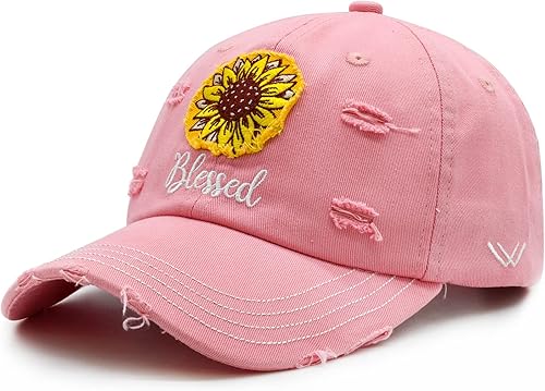 Miniatura 2 de Waldeal Blessed Hats para mujer, gorra de béisbol bordada con girasol, regalos cristianos para hermana, hija, amigas