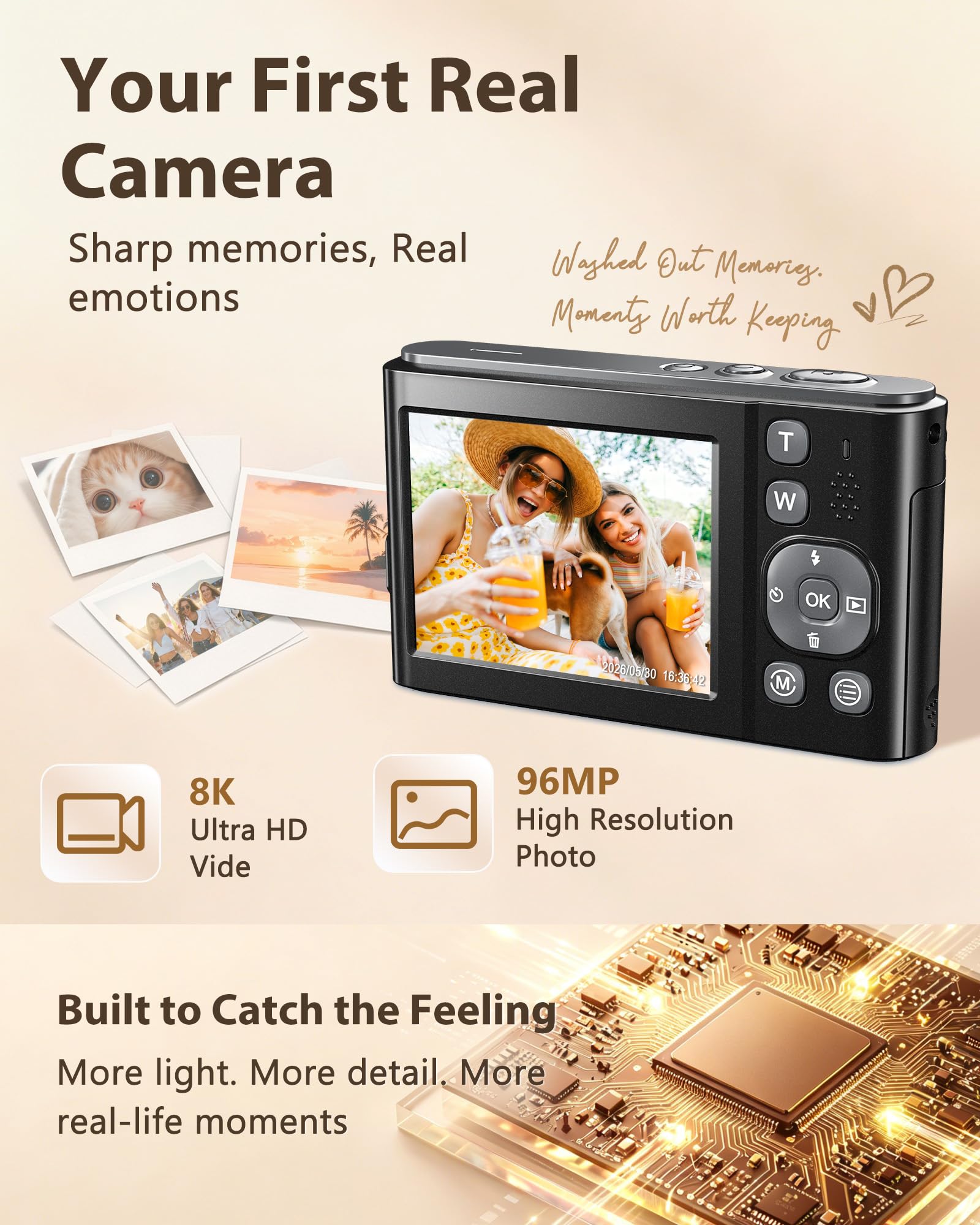 【M3266-153-120】ビデオカメラ8K HDMI出力WIFI機能 Amazon.com : 8K Digital Camera, 96MP WiFi Camera for Photography
