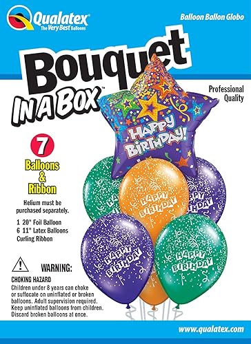 Miniatura 9 de Qualatex Caja de 7 piezas ramo de globos, fiesta de cumpleaños