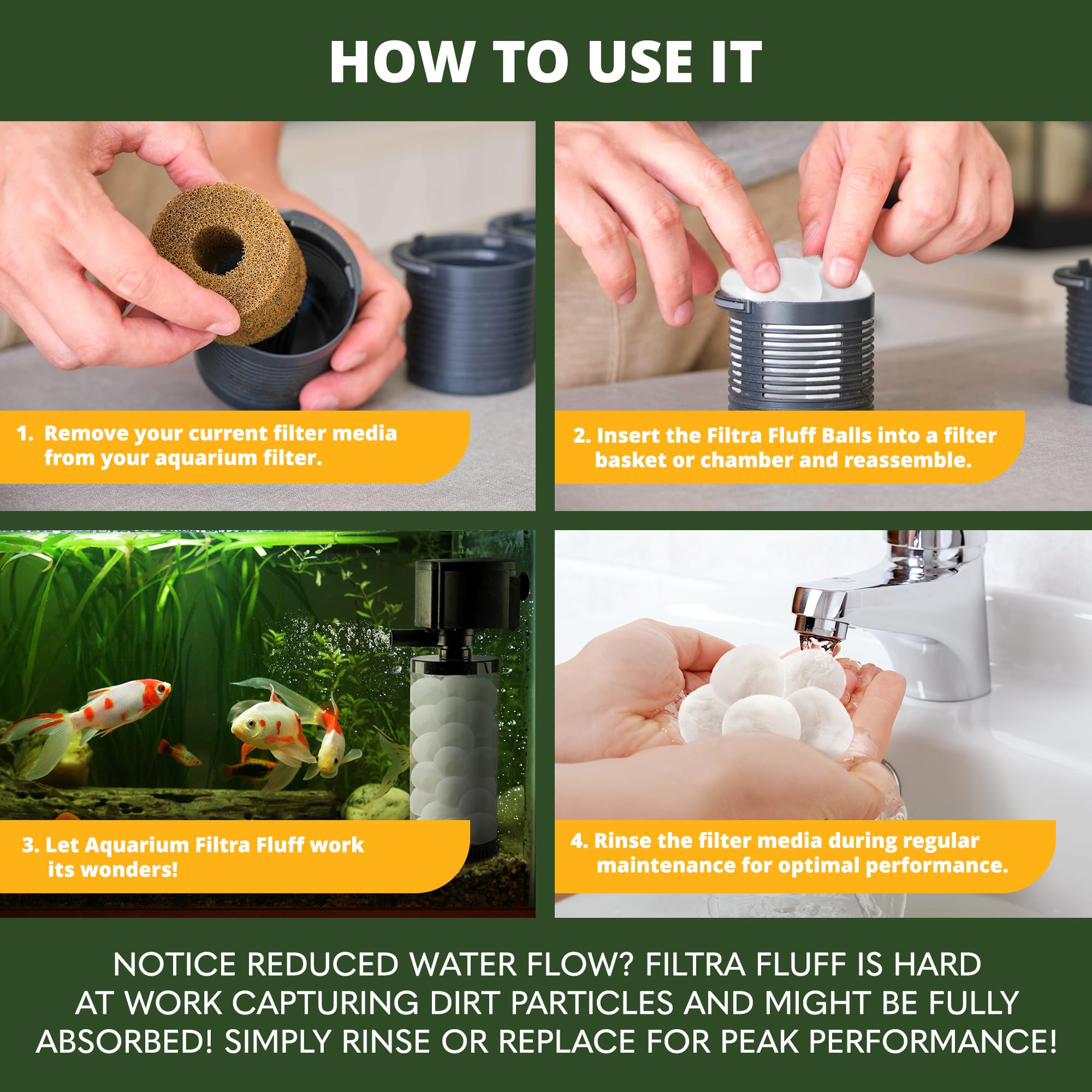 VORESTIC Aquarium Filterwatte Fluff - Filterschwamm 100g / 32mm | Für Klares Aquarienwasser