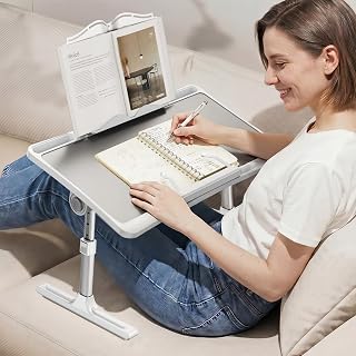 Book Stand for Reading Hands Free in Bed,Adjustable Height Book Holder with Page Paper Clips,Car Rear Seat Sofa Couch Laptop Desk Tray Stand for Adult Kids Eating Breakfast,Writing,Reading