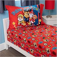 Vista 7 de Paw Patrol Juego de sábanas – Se adapta a cama infantil o colchón de cuna – Sábana bajera y funda de almohada reversible, color rojo