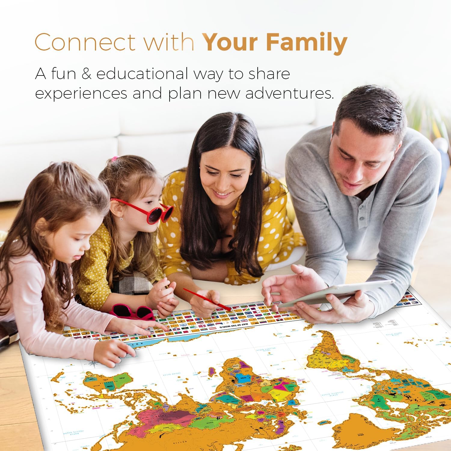 XL Scratch Off World Map with 233 Flags – 36 x 24 Scratch Off Map of The World + USA Scratch Map – Easy to Frame World Map + Tools – Detailed White Travel Wall Poster - Deluxe Gift for Travelers