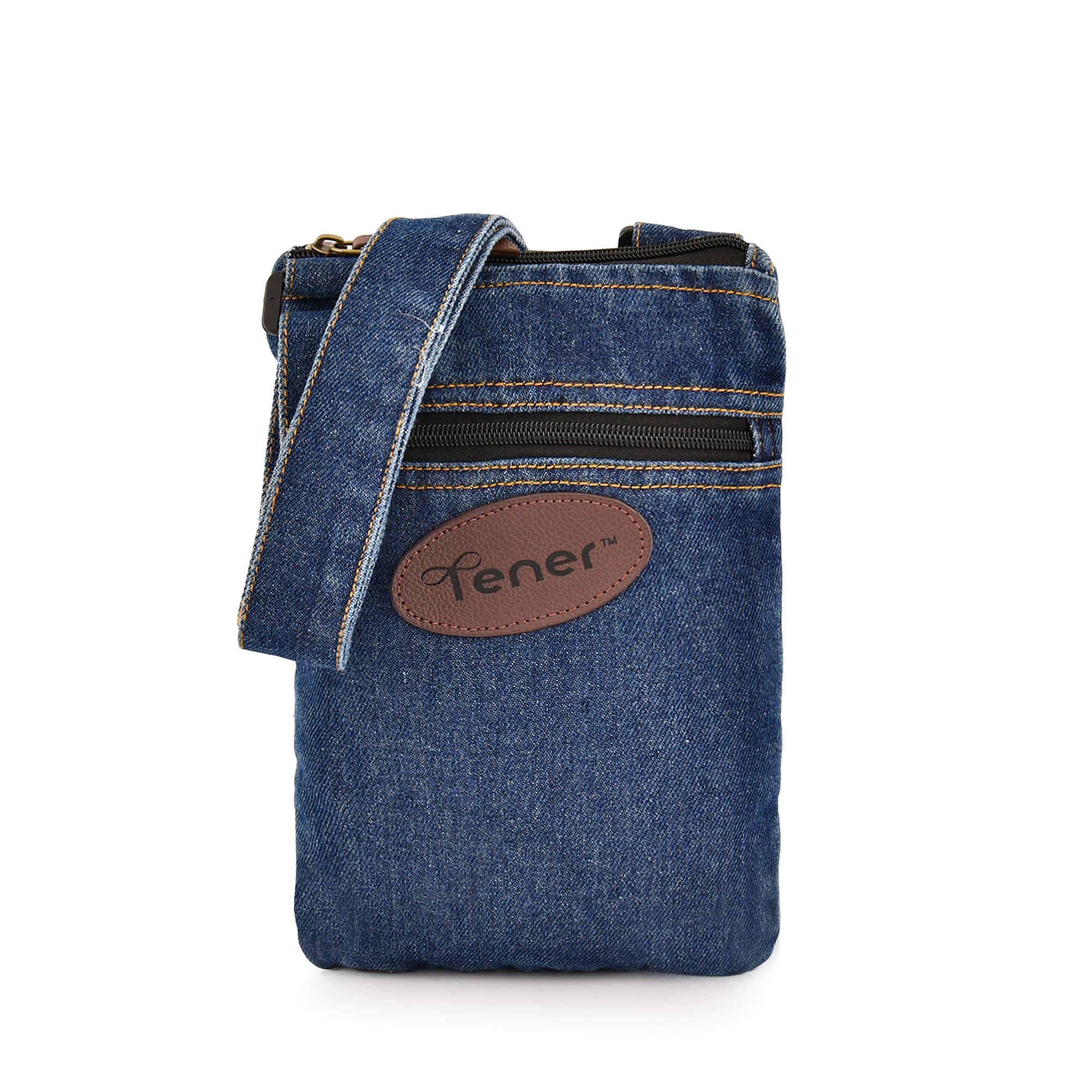 2.5L Denim Sling Bag for Women & Men | Minimalist Crossbody Shoulder Bag with 3 Pockets | Enzyme Washed Small Travel Pouch – Blue-image-35