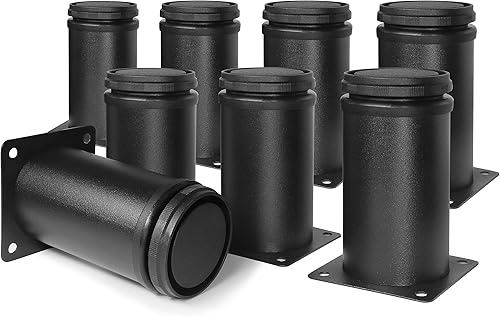 Miniatura 37 de Patas de metal de 2 pulgadas para muebles, patas ajustables de acero inoxidable, patas de metal negro, patas redondas de gabinete para mesa de café