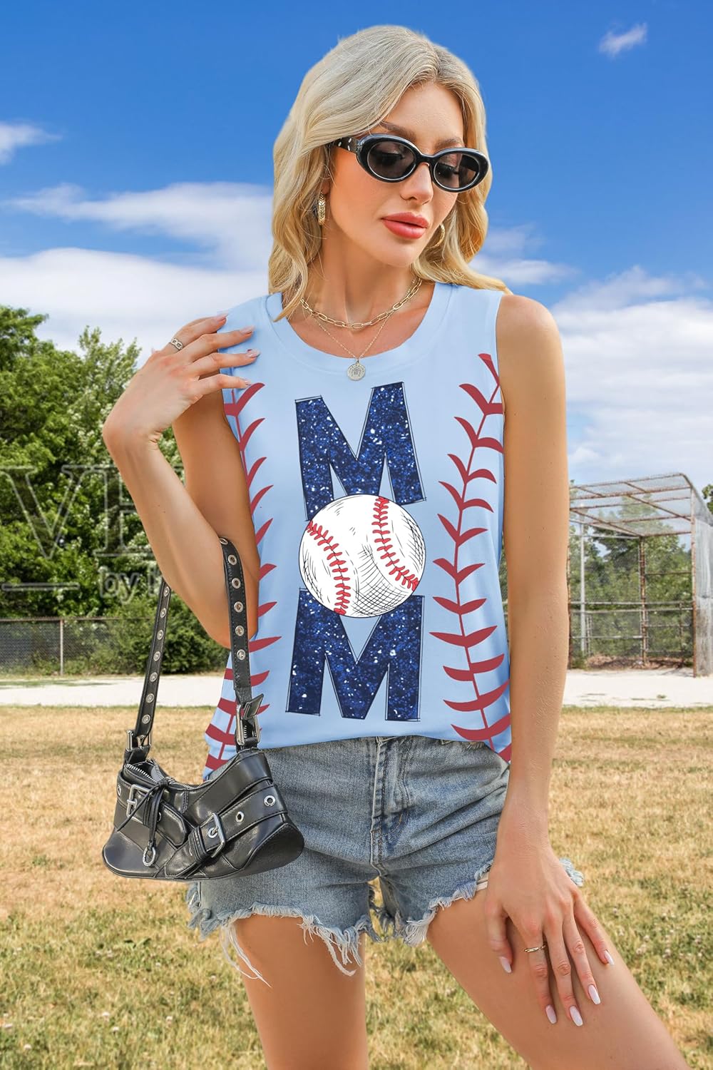 ALLTB Baseball Mom Tank Tops for Women Baseball Graphic Tanks Summer Sleeveless Softball Mom Tee Shirts - Image 5