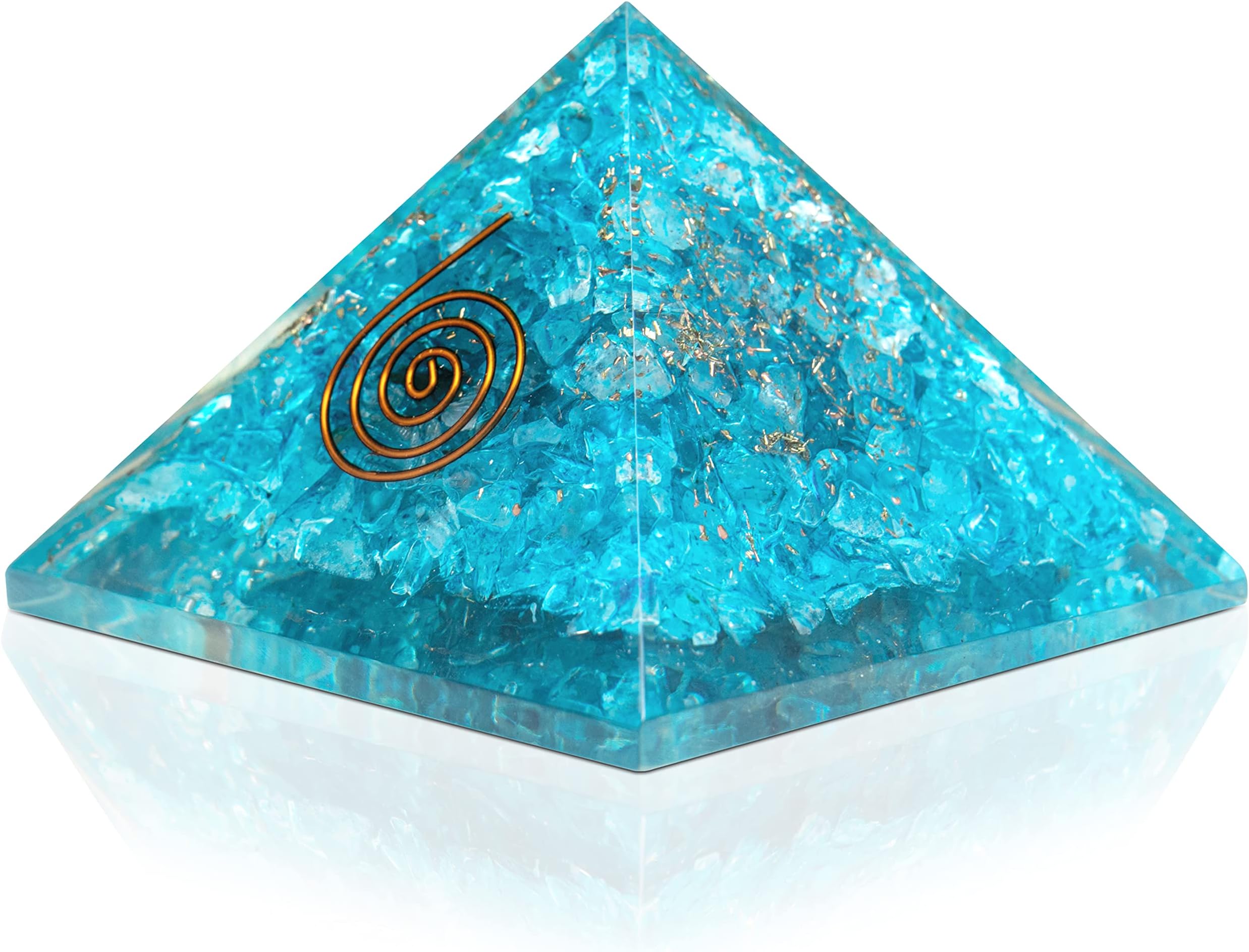 Orgone Pyramid for Protectionโ Aquamarine Crystals Energy Orgonite Pyramid Crystals for Healing โ Crystal Pyramid for Positive Energy Reiki Meditation - Healing Crystal Gift Meditation