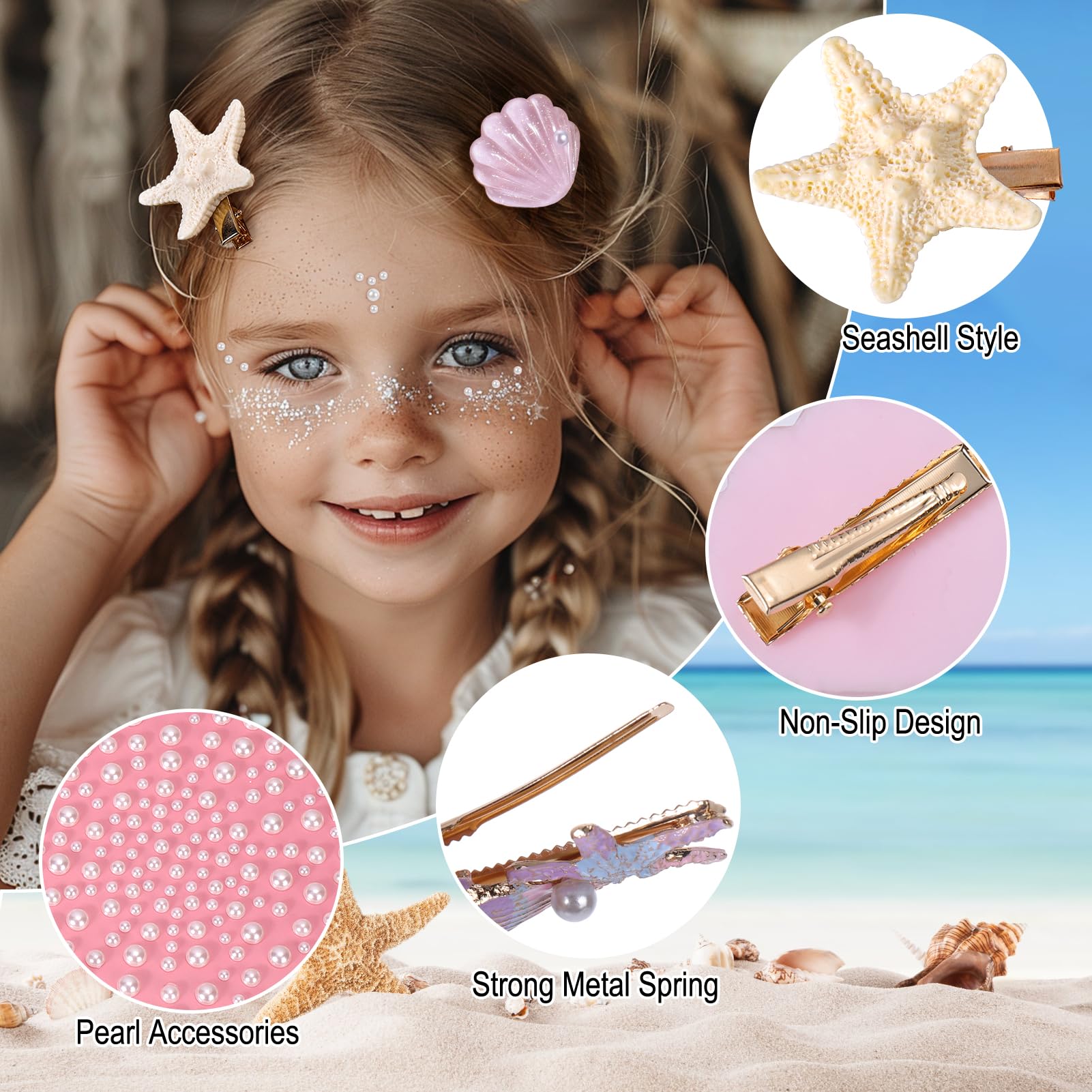 アクセサリー SHIPS XOLO: WAVE WITH HAIR LINE Amazon.com : Vodolo Seashell Hair Clip,6PCS Shell Pearl Starfish