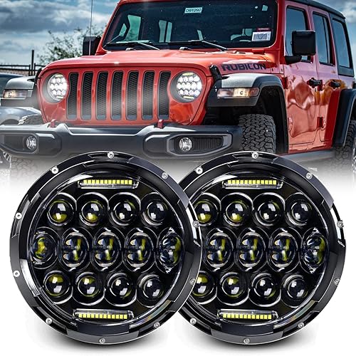 Vista 8 de Faros delanteros LED redondos de 7 pulgadas de 75 W, compatibles con Wrangler JK TJ LJ Plateado