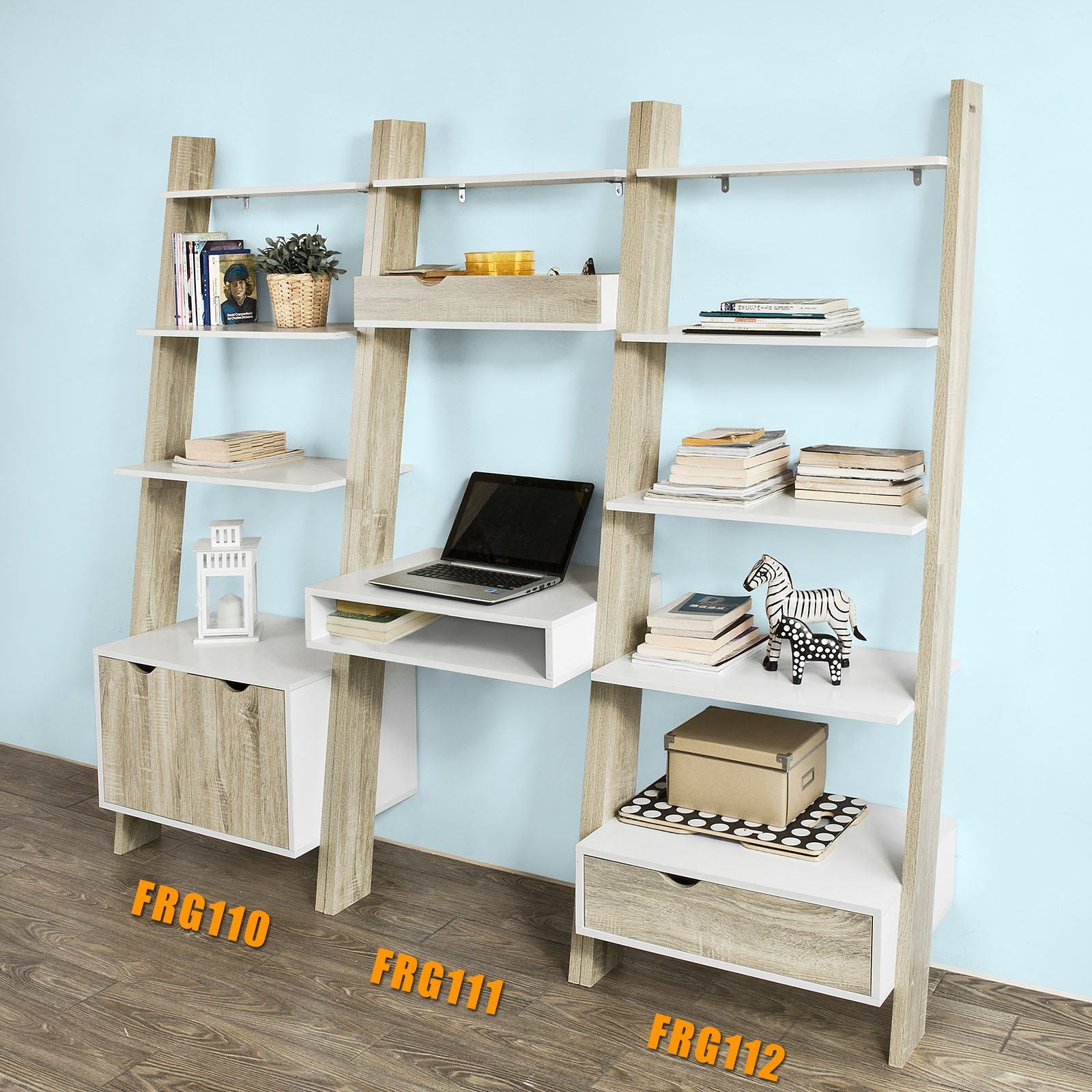 SoBuy FRG111-WN-Libreria da parete con ripiani, dimensioni ca. 65x176x40 cm, Bianco/Naturale