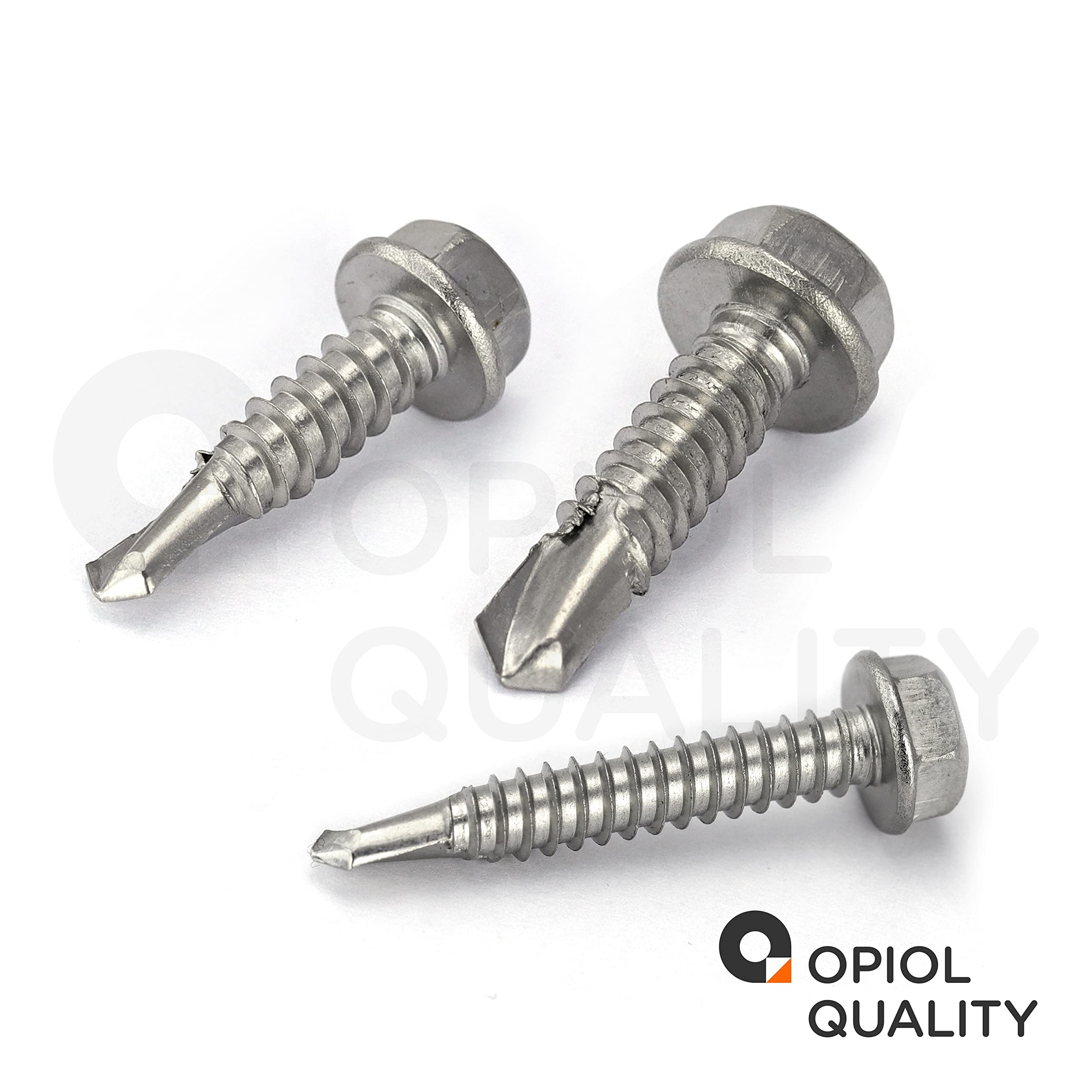 Bohrschrauben mit Sechskantkopf und Bund (Form K) 4,8x16 aus Edelstahl A2 V2A (500 Stück) nach DIN 7504 Blechschrauben OPIOL QUALITY®