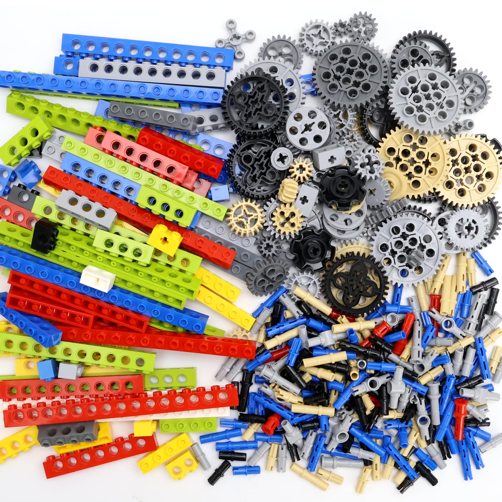 Ricambi Tecnici, Set di Pezzi Tecnici, Barre Incrociate, perni, spinotti e connettori in Diverse Misure, compatibili con Grandi Marche, Giocattolo per Bambini, Maschi e Femmine
