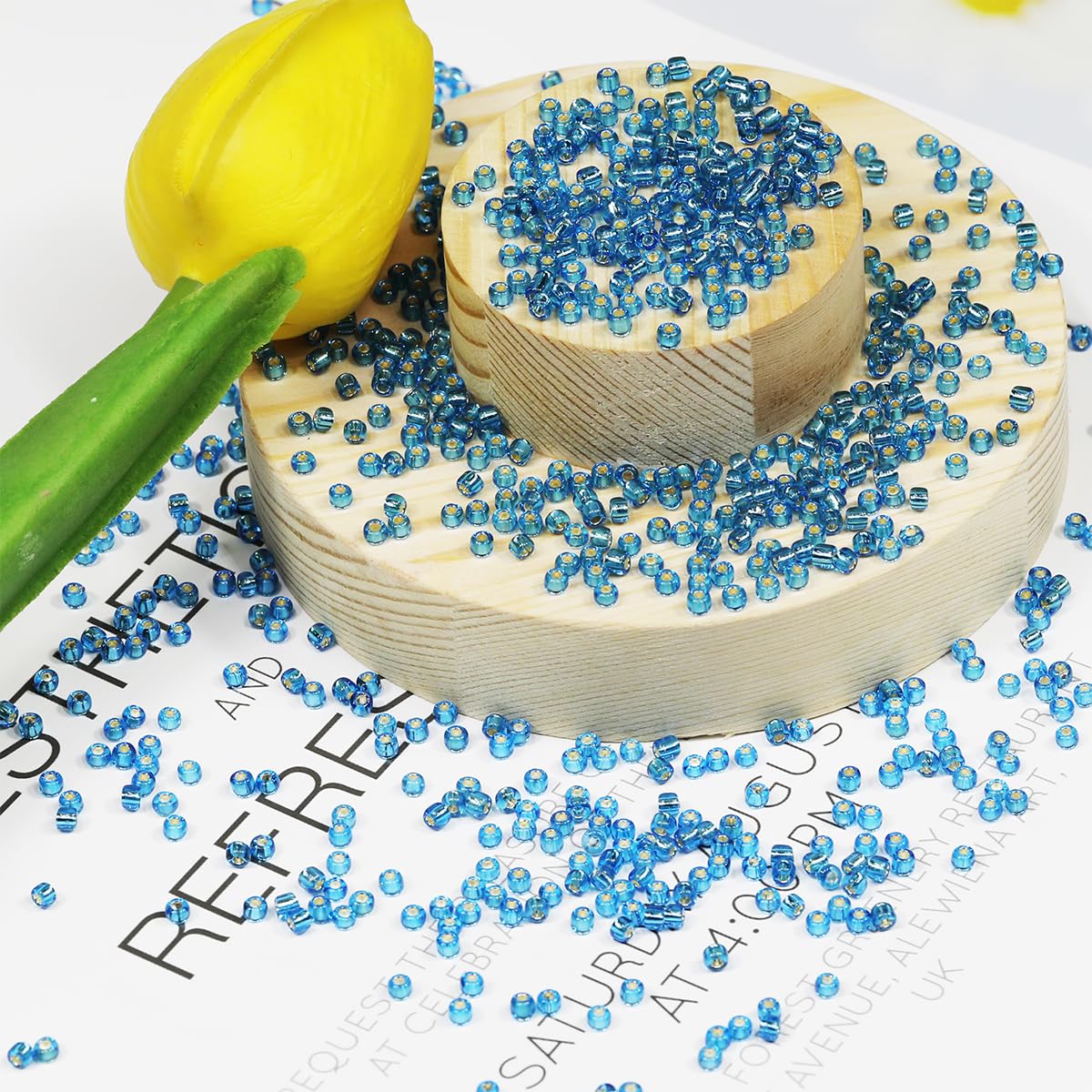 Bulk Seed Beads 110 grams about 3500pcs, 3mm 8/0 Lake Blue Glass Craft Beads for Making Earrings Bracelets, Pendants - Image 2