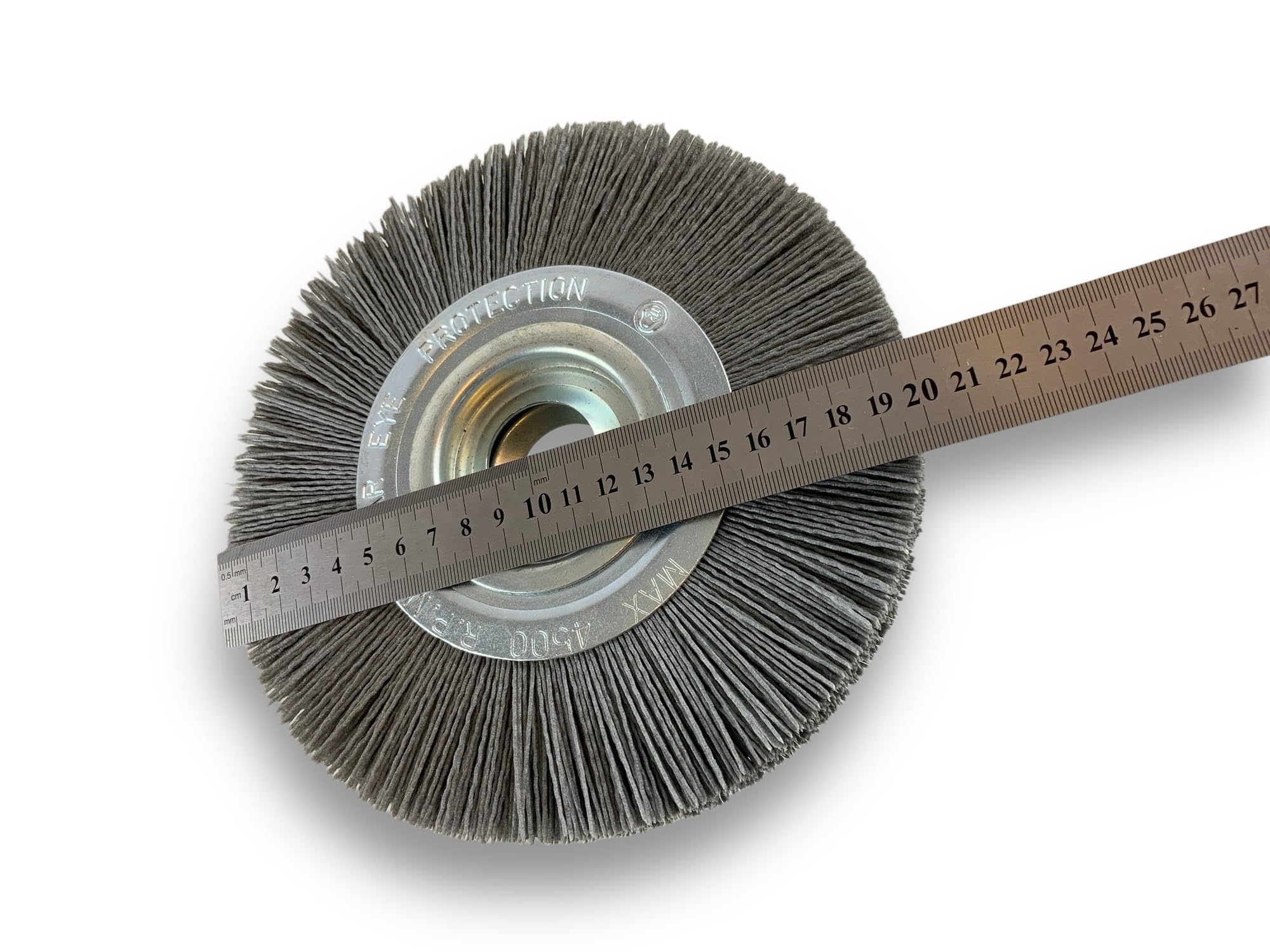 Brosse circulaire NYLON Abrasif | Ø 200 mm | Epaisseur 2 rangs | Carbure de silicium Grain 120 | Alésage 32 mm + réducteur bague 25/22/20/16/12 mm | Touret meuleuse ponceuse | Kibros 238202KR_120