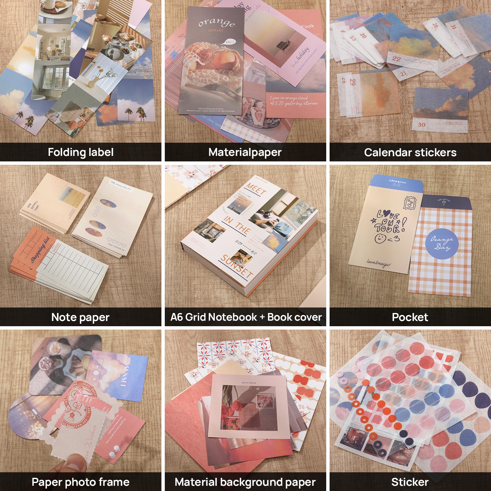 Zestaw akcesoriów do albumu fotograficznego z pęsetą i taśmą klejącą – romantyczne artykuły pa, estetyczny dziennik śmieci, zestaw papieru do scrapbookingu, zestaw naklejek, notatnik